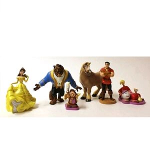 Disney Beauty and Beast Figures Set of 5 Lumiere Cogsworth Philippe Gaston Belle
